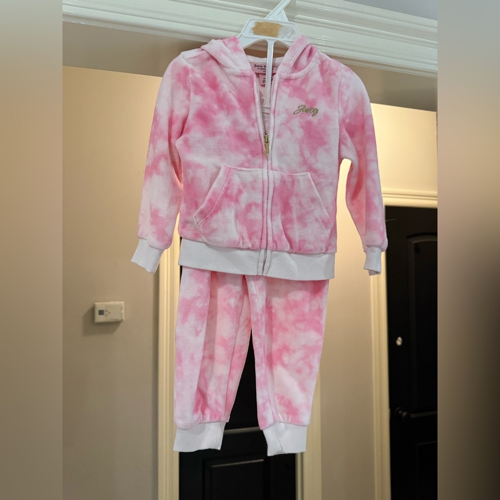 Juicy Couture Pink Tie-Dye Hoodie and Pants Set Size 2t